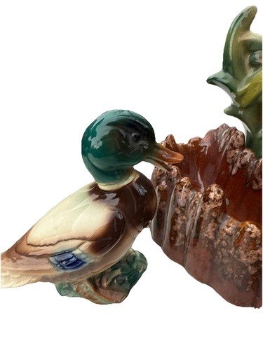 Vintage MCM Mid-Century Modern Sculpted Mallard Duck Lamp W/ Ducklings RARE - Picture 2 of 5