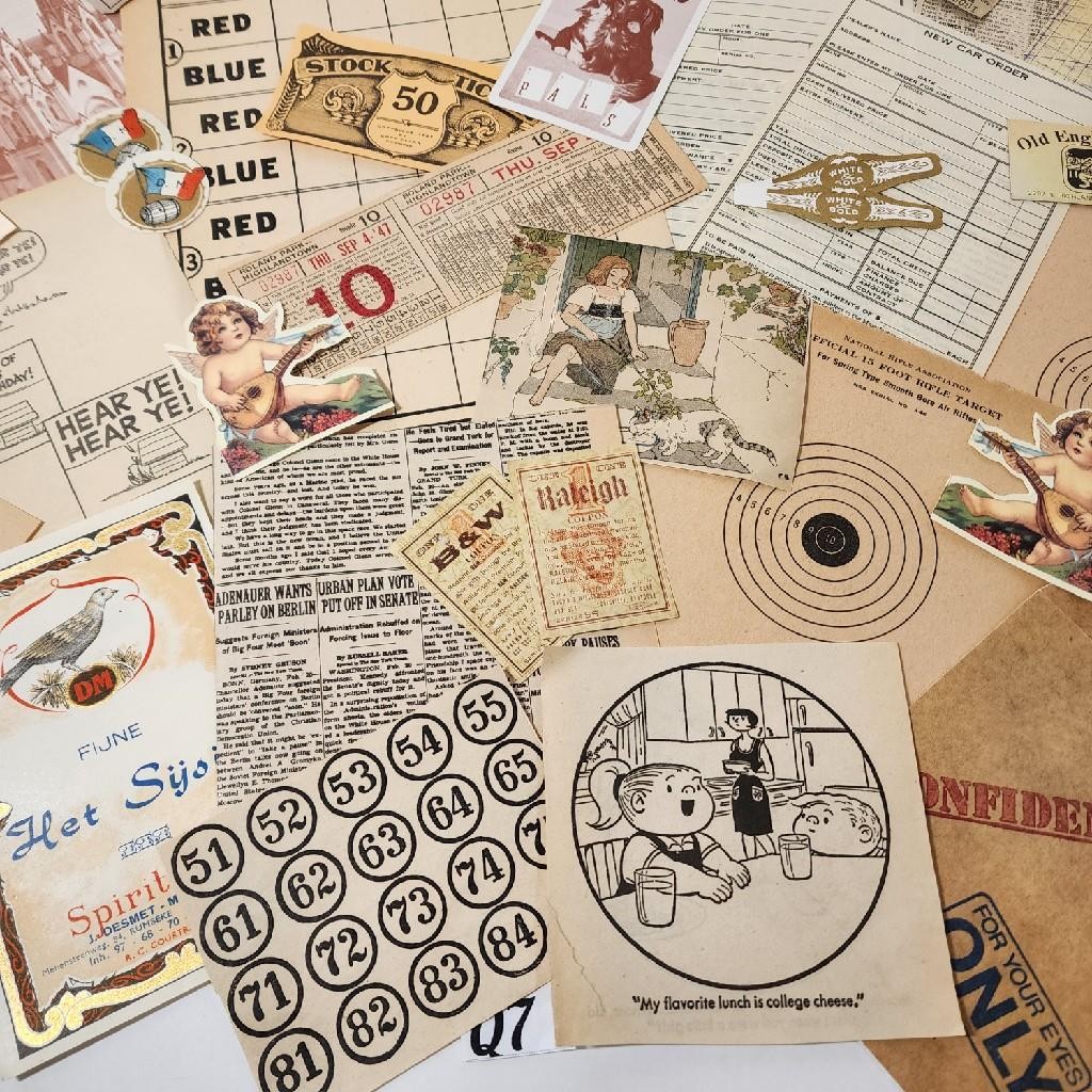 50 pieces of neutral color paper ephemera lot junk journal paper pack Q7