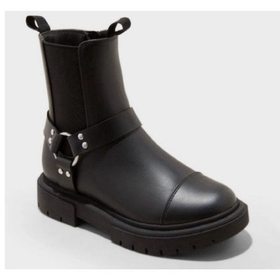 Art Class Crosby Black Moto Boots Riding Shoes Girls size 4 - NEW Small Heel
