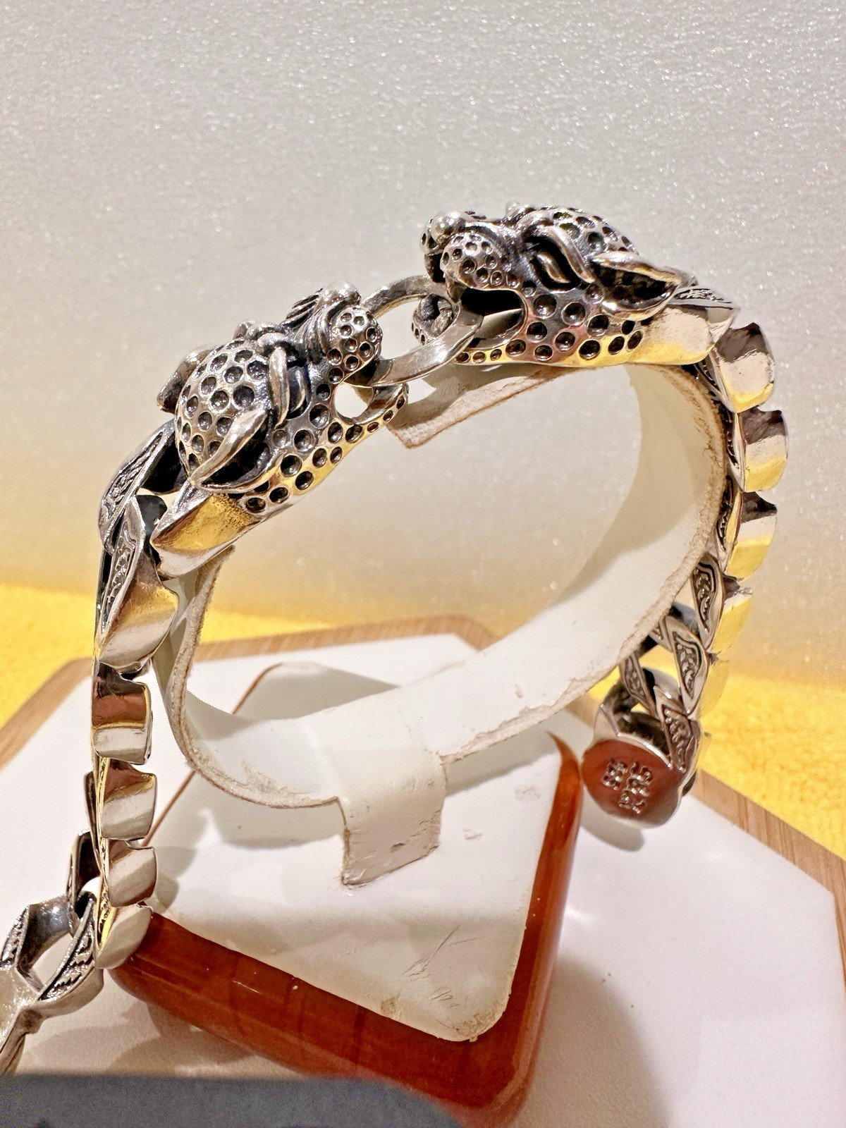 Solid Chain Panter Bracelet Sterling Silver Handm… - image 1