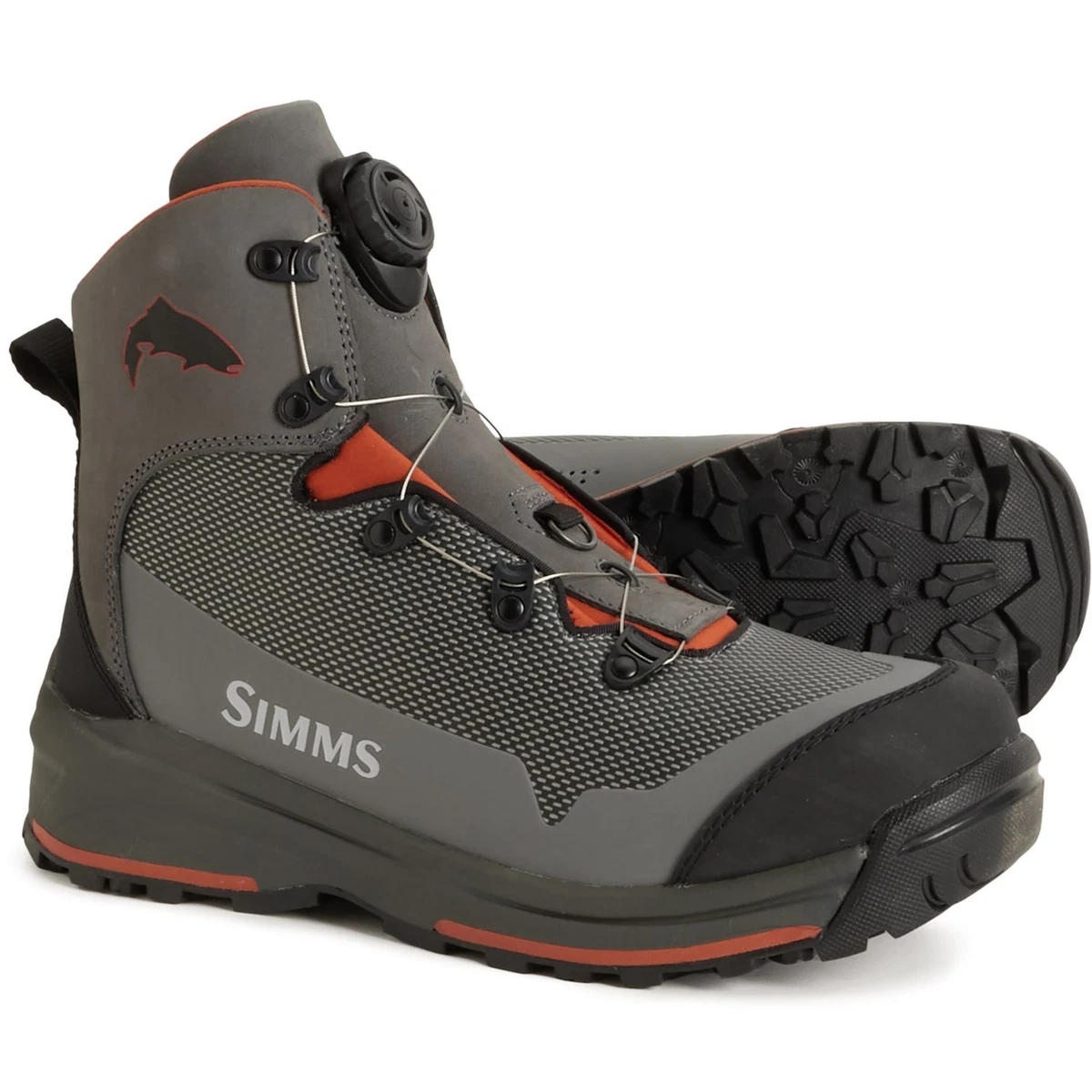 Simms Men\'s Gray Fishing Boots with Orange Heel Loop Simms G3 Guide Boot - TroutHunter - Island Park, ID main image 3