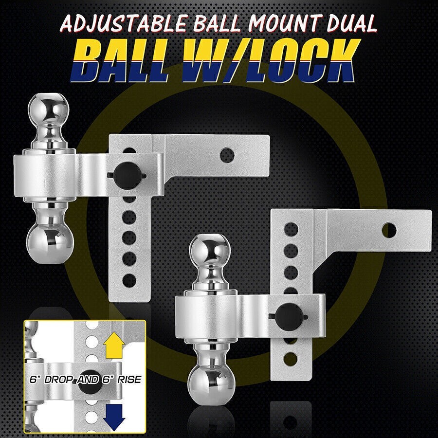 2" Receiver 6" Drop/Rise Adjustable Tow Hitch Dual Ball Mount Trailer ...