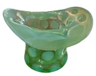 Vintage Fenton Green Opalescent Coin Dot Art Glass Top Hat Vase 3 1/4"