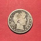 (1) Beautiful Toned Antique 1901-O Barber Quarter G-GOOD NICE FILLER