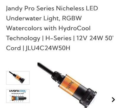 NEW Jandy Watercolors Nicheless LED Light JLU4C24W50H  24W H Series 50' Cord