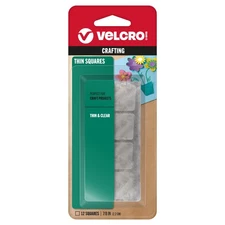 VELCRO(R) Brand Thin Fasteners Squares 7/8" 12/Pkg Clear