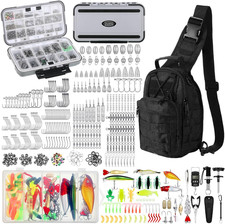 482 Pcs Fishing Gear Kit with Sling Bag, Tackle Box, Tools  Accessories