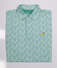 Masters Tech Green Badges Print Design Golf Polo Shirt Mens Medium
