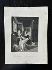 1850 The Lacemaker Slingeland Original Etching Payne The Lacemaker