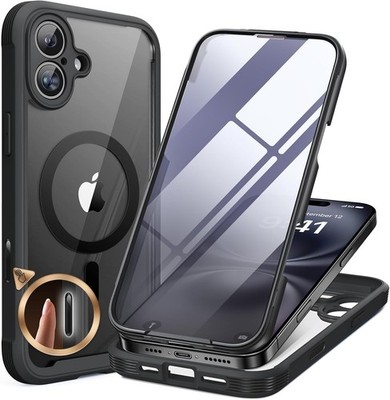 Miracase 360 Grad Hülle für iPhone 16 Plus, Magsafe, stoßfest, mit Glasfolie.