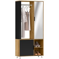 Garderobe Set Mit Spiegel, Flurgarderobe Mit Kleiderstange Schuhschrank FäCher