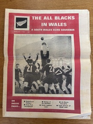 ALL BLACKS IN WALES 1964 SOUTH WALES ECHO ZEITUNG NEUSEELAND NZRFU RUGBY