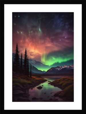 Nostalgic Northern Lights Framed Wall Art Poster Canvas Print Picture