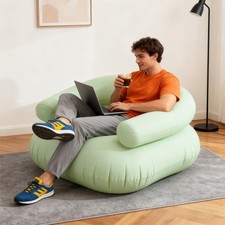 Inflatable Sofa Camping Blow up Chair with Armrest & Backrest Comfy Lounge Chair