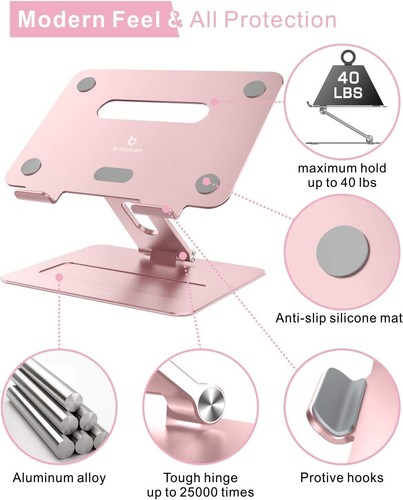 Adjustable Ergonomic Laptop Riser - Rose Gold Stand for Optimal Comfort & Style - Picture 5 of 9