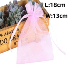50 Pcs Pink 5.1''X7'' Drawstring Sheer Organza Gift Jewelry Candy Bags