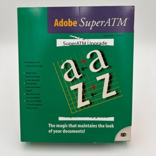 Adobe SuperATM Type Manager/Reunion+ Logiciel Big Box Set 3,5 pouces disquette Mac OS CIB - Photo 1 sur 10