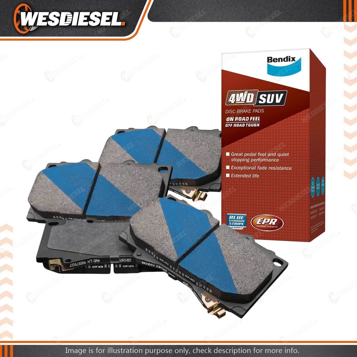 4pcs Bendix 4WD SUV Front Disc Brake Pads for Extreme Conditions