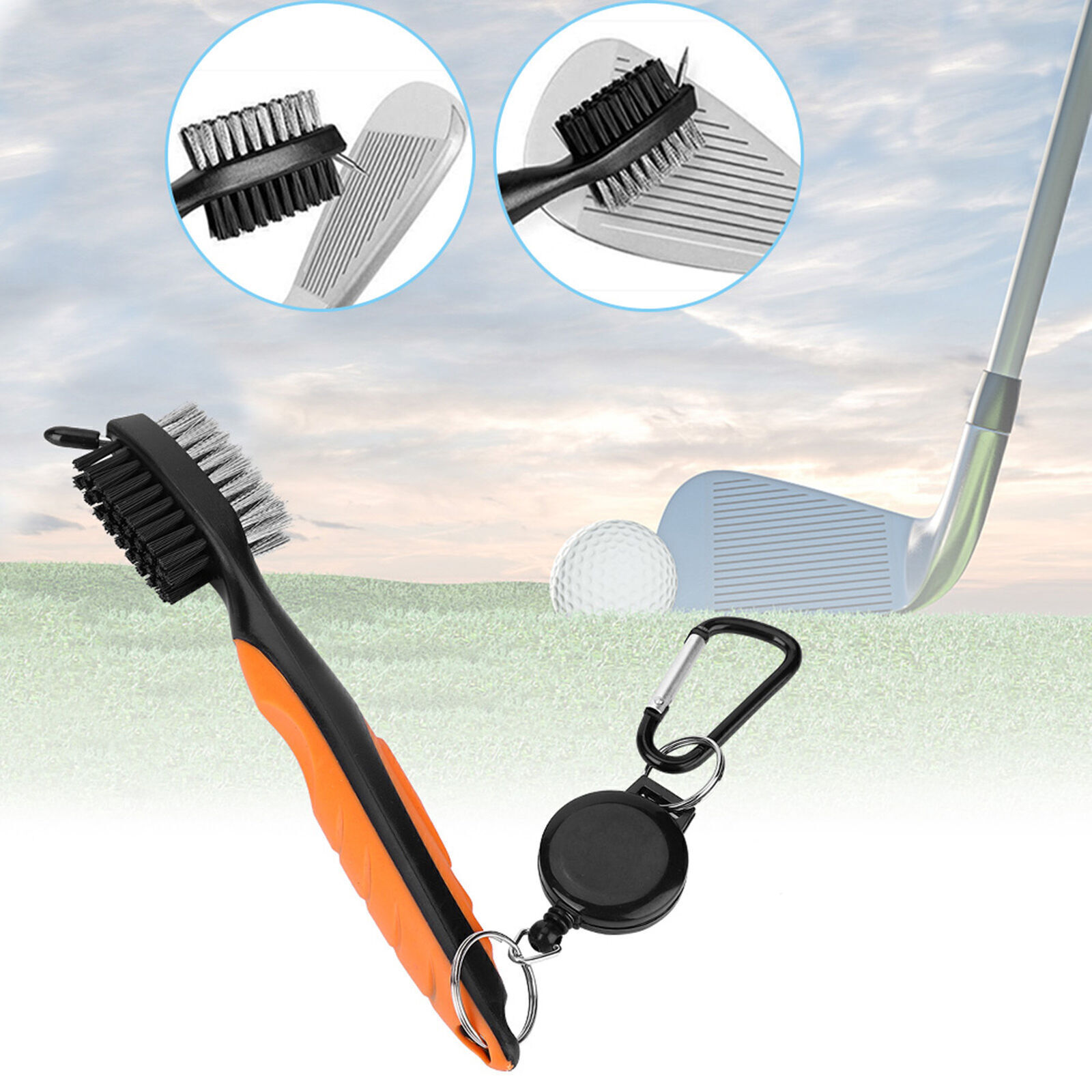 Multi-Functional Golf Club Groove Cleaner with Carabiner Clip