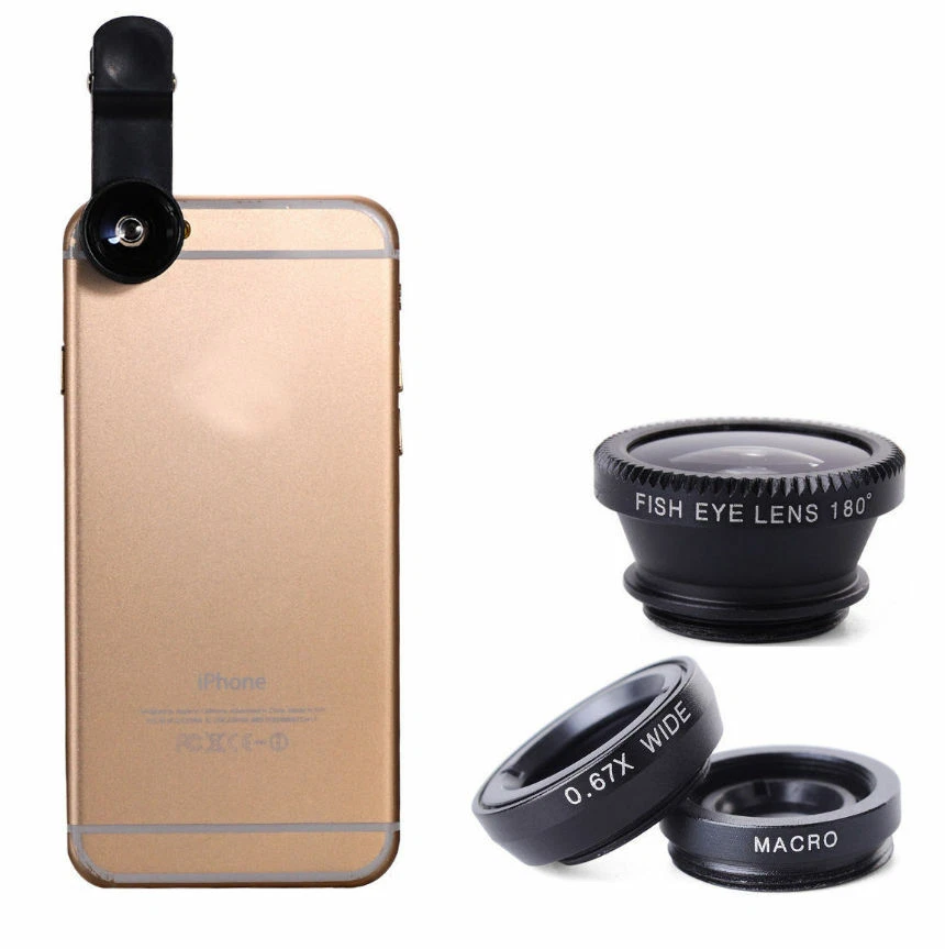 3 in 1 Fish eye Wide Angle Macro Clip On Camera Lens Zoom for iPhone 7 8 6S 5 SE - Image 2 of 4