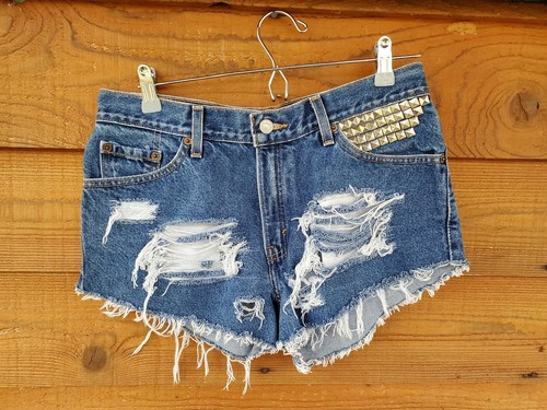 destroyed studded Denim Shorts size 