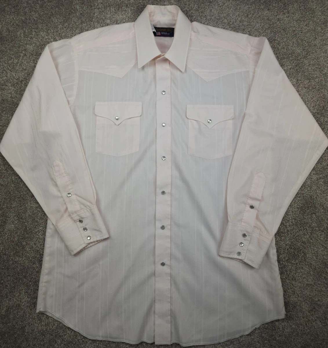 Chemise Western Vintage Panhandle Slim – Homme Taille 15 – Rose à Rayures – USA