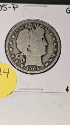 Moneda de medio dólar de plata de barbero 1905-P buen estado de Estados Unidos #324 - Imagen 2 de 4