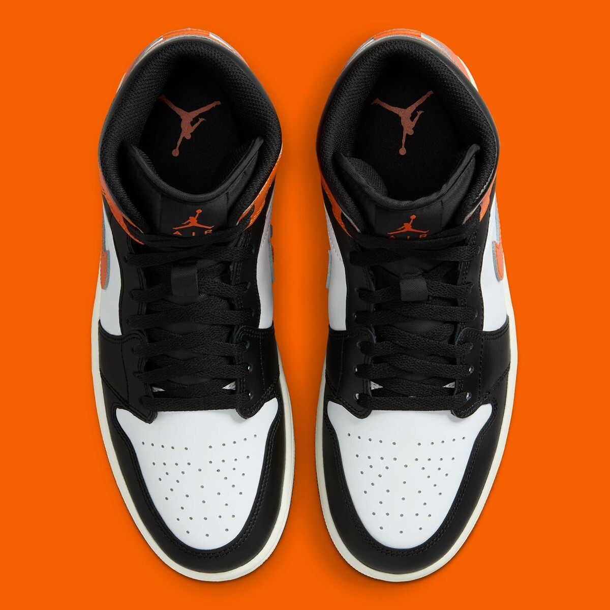 Nike Air Jordan 1 Mid Black Toe Starfish Mens Orange Sports