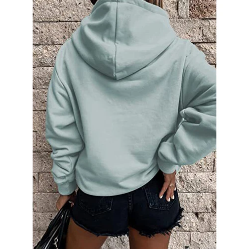 Ladies Loose Fit Long Sleeve Pullover Women Fall Warm With Pocket Hooded Tops - Picture 57 of 80