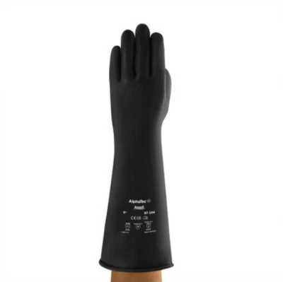 Ansell AlphaTec Marigold 87-104 Emperor Medium Wt Rubber Gloves Gauntlet 17 inch
