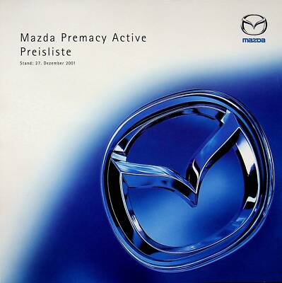 225298) Mazda Premacy - Active - Preisliste & Extras - Prospekt 12/2001