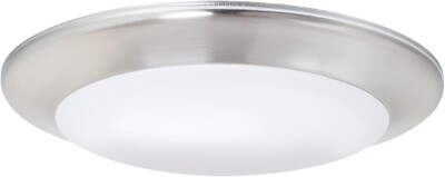 LED Disk Light 6'' 17W 3000K Brushed Nickel Flush Mount Fixture NEW