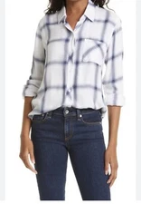 Rails Women’s Hunter Plaid Shirt Buttondown Blue/White Size Medium