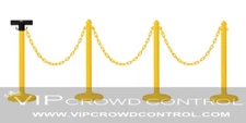 PLASTIC STANCHION 4PCS SET YELLOW + 32' CHAIN + SIGN BRACKET, VIP CROWD CONTROL 