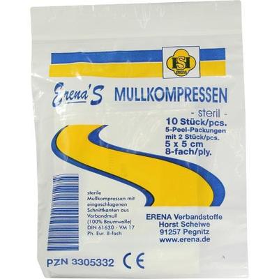 ERENA STERIL Mullkompr.5x5 cm 8fach 5X2 St PZN 3305332