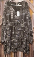 NWT Cotton Bleu 3X Long Sleeve Tiered Pullover Mini Dress Pockets Lined