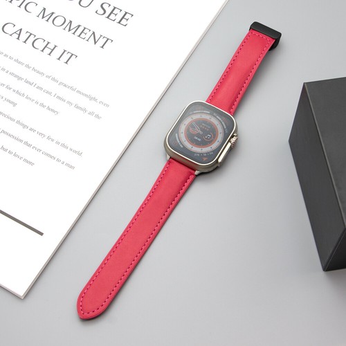 For Apple Watch Ultra 49mm Genuine Leather Magnetic Folding Buckle Sports Bands - Zdjęcie 20 z 26