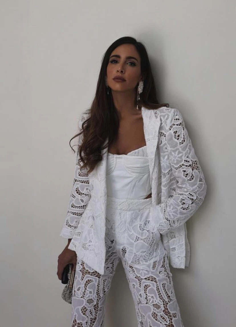 ZARA DOUBLE-BREASTED LACE BLAZER WHITE SS22 SIZES XS-XL REF. 2496