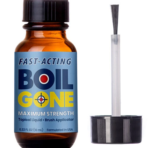 Boils skin treatment & brush applicator. Compare BoilX Ease boil remedy. Works!