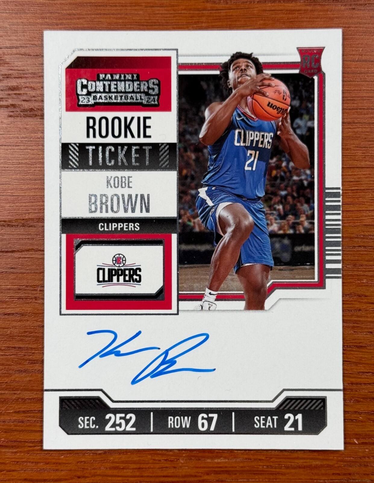 2023 - 2024 KOBE BROWN CONTENDERS ROOKIE TICKET AUTOGRAPH #130 LA  CLIPPERS