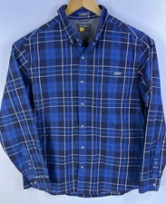 Eddie Bauer Shirt Mens Large Blue Plaid Button Outdoor Hiking Classic Fit Pocket