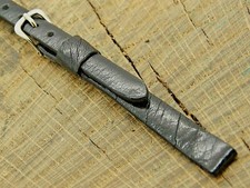 Accutron Vintage NOS Unused Black Leather w Silver Tone Buckle 8mm Watch Band
