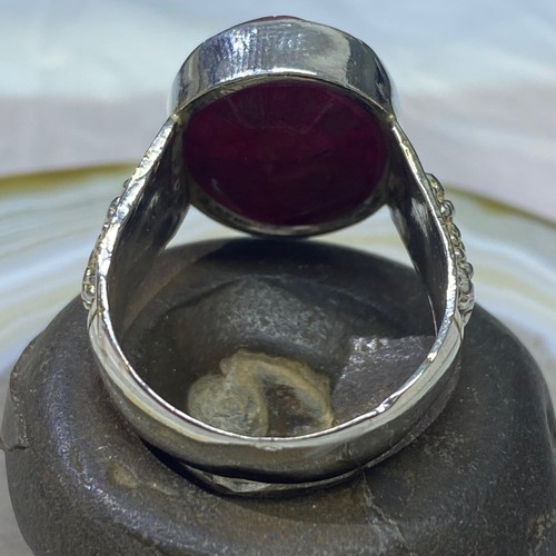 925 Sterling Silver Men's Ring with Natural Red Ruby Stone mens jewelry - Picture 5 of 9