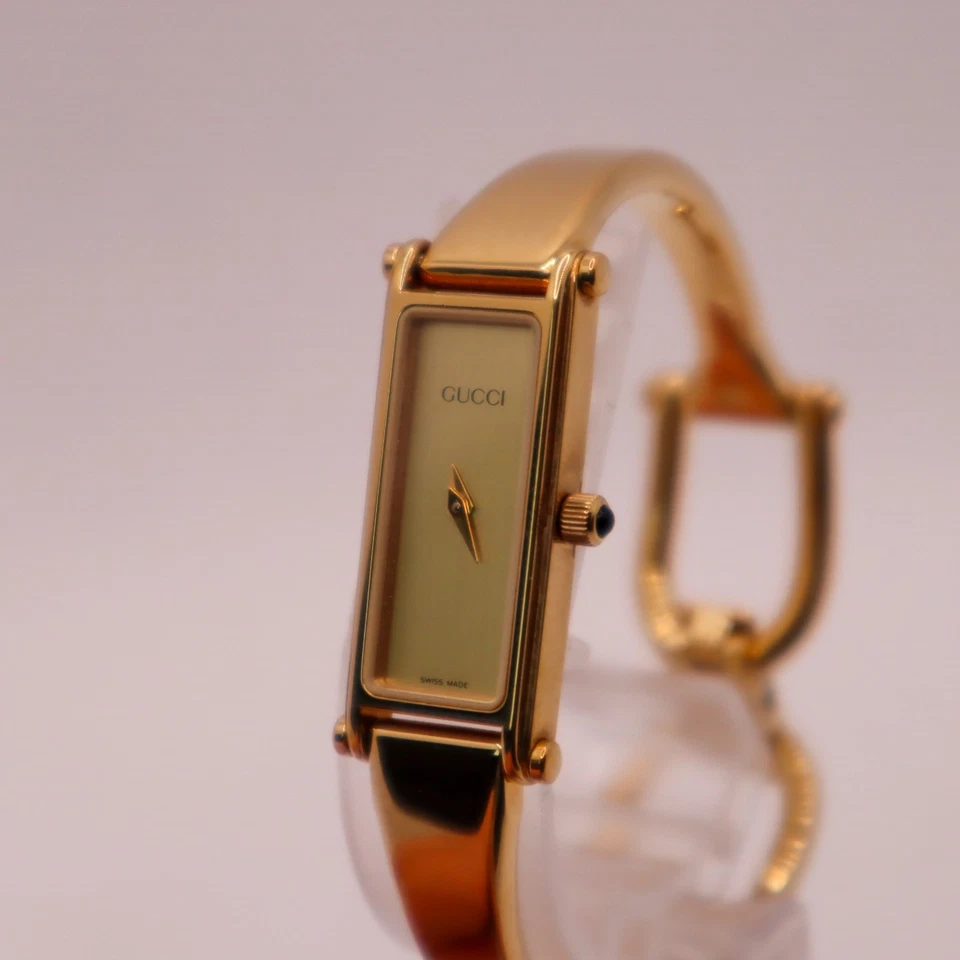 [Casi COMO NUEVO] Brazalete Vintage Gucci 1500 12 mm Cuarzo Esfera Dorada Para Mujer de JAPÓN Foto 4 de 4