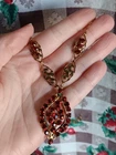Vintage Marquise Red Pronged Rhinestone Costume Jewelry Necklace Bohemian