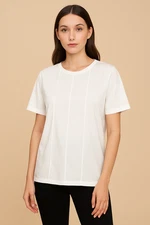 SHEIN White Cotton Short Sleeve Seam Accented Top Large New Without Tags