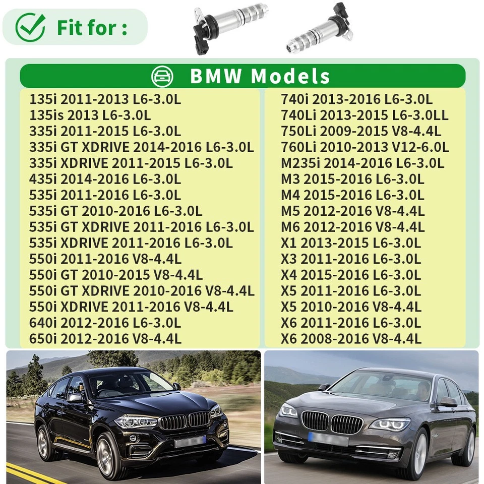4X VANOS VVT solenoide de distribución variable para 09 BMW 750Li 2014 BMW X5 2013 BMW 550i Foto 4 de 4