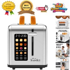 Sleek 880W Stainless Steel Toaster - Extra-Wide Slots & Timer for Perfect Toast