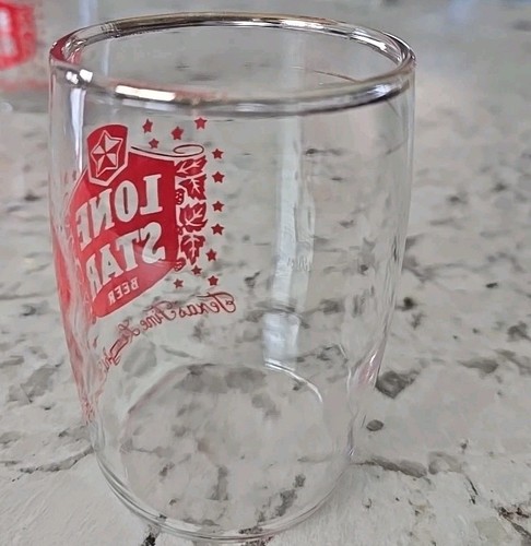Vintage Lone Star Beer Barrel/Tasting Glasses 3", Large Shield Logo Gold Rimmed - Picture 6 of 6