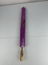 Chinese Umbrella Sun Umbrella Traditional Painting Purple Floral Wood Hand